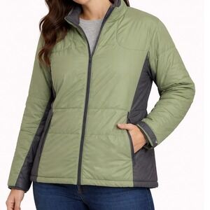 Tri Mountain Women's XL Olive Green Insulated Zip Jacket Outdoor Workwear Coat